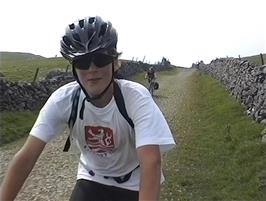 Luke and Ben enjoying a part of Mastiles Lane that is actually downhill